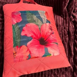 Floral Quilted Beach Blanket Folds Into Tote Bag